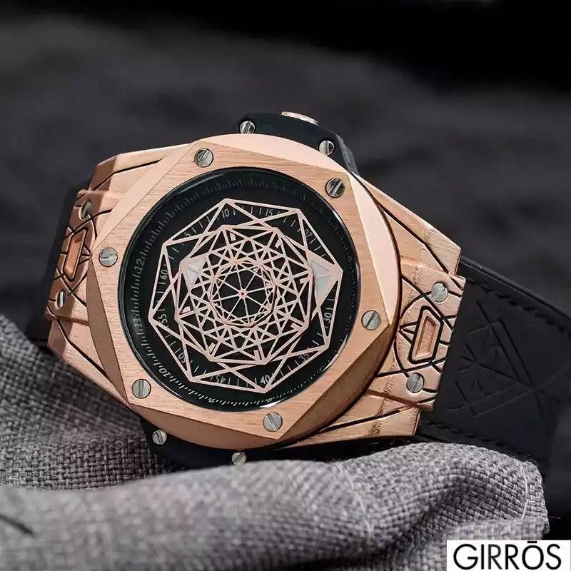 Montre de luxe avec aiguilles géométriques Spectra par GIRRŌS - Design Unique et Moderne - GIRRŌS